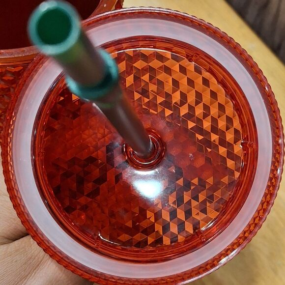 Disney World Starbucks 2022 Christmas Holiday Red Green Studded Plastic Tumbler - Picture 9 of 9